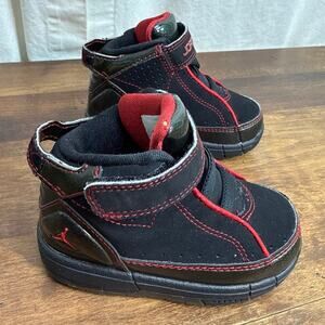 Nike Air Jordan Flight High Top Shoe Sneaker Black & Red Colorway Boys Infant 5C